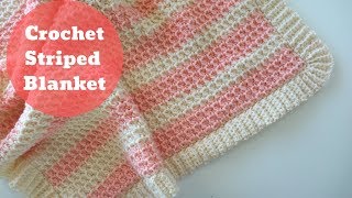 Crochet An Easy Striped Blanket  Beginner Friendly Tutorial [upl. by Dempsey]