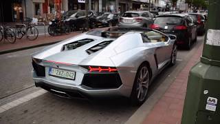 Supercars in Knokke  Zoute 2x Aventador Huracan RWD Scuderia 16M GT3 RS [upl. by Aliek]