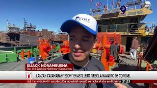 Lanzan catamarán quotEdonquot en astillero Priscila Navarro de Coronel [upl. by Anohs]