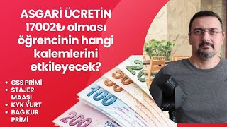 ASGARİ ÜCRET ARTIŞIYLA ÖĞRENCİLERİN HANGİ KALEMLERİ DE ARTACAK STAJ KYK YURT GSS PRİM [upl. by Anotyal]