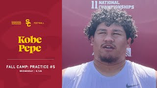 USC DL Kobe Pepe  Trojan Fall Camp Practice 5 [upl. by Anal278]