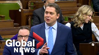 Scheer blasts Trudeaus quotword saladquot speech on rail blockades [upl. by Rico243]