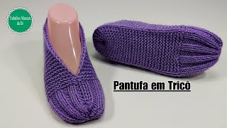 Pantufa em tricô fácil [upl. by Courtenay]