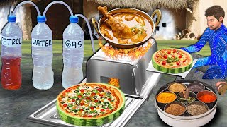 Plastic Bottle Gas Cylinder Watermelon Pizza Cooking Street Food Hindi Kahani Hindi Moral Stories [upl. by Elkin722]