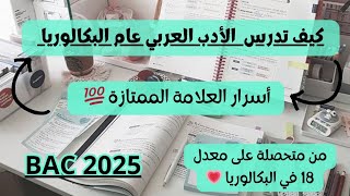 كيف تدرس مادة الأدب العربياللغة العربية عام البكالوريا  باك 2025 [upl. by Eeramit115]