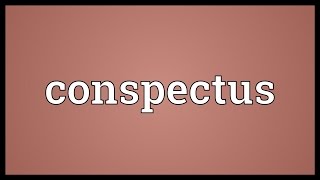 Conspectus Meaning [upl. by Aianat]