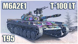 M6A2E1 EXP T95 amp T100 LT • WoT Blitz Gameplay [upl. by Nnaillij889]