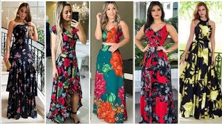 High quality tidebuy floral print silk and chiffon maxi dress and skater dress collection2024 [upl. by Kealey30]