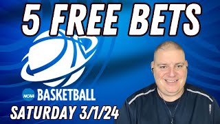 Saturday Free 5 NCAAB Picks amp Predictions  3224 l Picks amp Parlays [upl. by Ellehcsor]