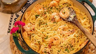 6 Ingredient Shrimp Alfredo Pasta Better than the Restaurants and ready in 20 mins [upl. by Viv]