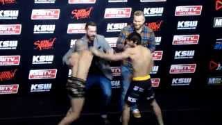 bójka na ważeniu  fight on weigh in  Anzor Azhiev vs Vaso Bakocevic  KSW 33 27112015 [upl. by Lesly998]