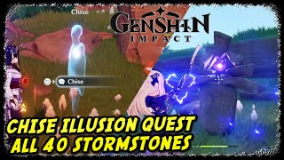 Tsurumi Island Chise Illusion Quest Guide all 40 Stormstone Locations Precious Chest amp 40 Primogem [upl. by Grekin]