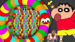 SHINCHAN PLAY SLITHER IO AND SMALL SNAKES IN TH E WORLD WITH FRANKLIN AND CHOP  DREAM SQUAD [upl. by Bunder]