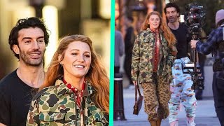 Blake Lively Passionately Kisses And CoStar Justin Baldoni On Set [upl. by Fulmer237]