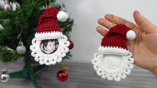 Portarretrato Navideño de Santa Claus TEJIDO A CROCHET [upl. by Talanta]