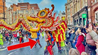 Londons Chinese New Year GRAND PARADE 2024 Year of the Dragons Walking Tour 4K HDR [upl. by Halilahk27]