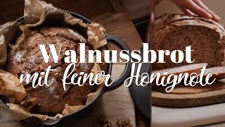 Walnussbrot mit feiner Honignote  fein würzig ohne kneten und so lecker  Vollkornbrot ohne Kneten [upl. by Akkeber]