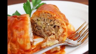 Stuffed Cabbage Rolls Recipe Halupki VIDEO [upl. by Itsur]