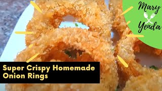 Super Crispy Homemade Onion Rings  How to Make the Perfect Onion Rings [upl. by Willow]