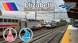 Amtrak and New Jersey Transit at Elizabeth on the Northeast Corridor [upl. by Harikahs]