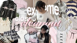 🩰 EXTREME CLOSET CLEANOUT MAKEOVER  TOUR 🎧🎀 organization decluttering aesthetic coquette｡˚♡ [upl. by Kidder479]