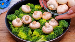 I cook this broccoli 3 times a week Recipe for broccoli and mushrooms in a frying pan Delicious [upl. by Nosduj]