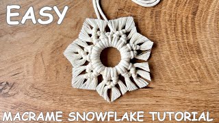 Macrame Snowflake Tutorial  DIY Christmas Ornaments  Macrame Ornaments for beginners [upl. by Kenley]