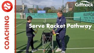 Tennis Coaching  Straighten the Serve Racket Path [upl. by Scevour]