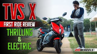 TVS X Electric Scooter First Ride Review  The new best sporty escooter  ZigWheels [upl. by Neroled]