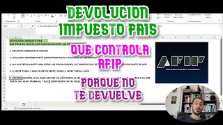 DEVOLUCION IMPUESTO PAIS QUE TIENE EN CUENTA AFIP PARA DEVOLVERTE LAS PERCEPCIONES [upl. by Hufnagel]