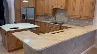 Taj Mahal Quartzite Countertop installation and fabrication Fort Myers Florida Net Granite [upl. by Laure]