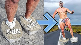 Running 1 Mile in CONCRETE SHOES Challenge WORLD FIRST  Bodybuilder VS Extreme Cardio Test [upl. by Ailam]