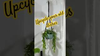 Upcycling old dishes into plant pot plants diyplants hangingplant diydecor hanging [upl. by Ceil]