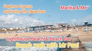 Exploring the Lighthouse Beach amp Beach Bar Paphos Cyprus [upl. by Myo]