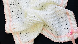 A simply beautiful crochet baby blanket pattern with border My favorite CROCHET PATTERN [upl. by Nolyar]