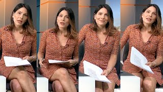 Lucrezia Millarini LegsThighs in Short Orange Dress  ITV London News 2352024 [upl. by Hsinam291]