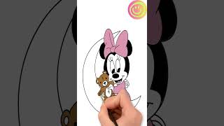 Adorable Baby Minnie Mouse Sleeping with Bear Toy 🐻💤  Easy Drawing amp Coloring for Kids [upl. by Lough695]