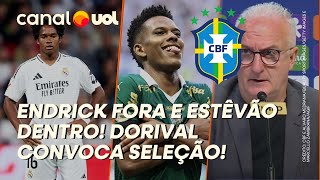 SELEÇÃO BRASILEIRA VEJA CONVOCAÇÃO DE DORIVAL COM ENDRICK FORA ESTÊVÃO DE VOLTA E NOVIDADE NA ZAGA [upl. by Nawd]