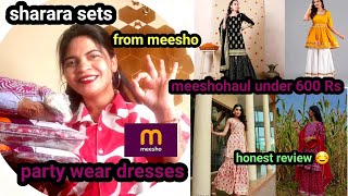 sharara sets review 😊  from meesho  honestly review👌 meeshohaul  under 600 Rs  party wear 😍 [upl. by Aneekal]