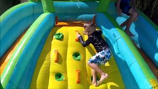 Little Tikes Rocky Mountain River Race Inflatable Water Slide Playtime Review [upl. by Soren338]