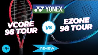 REVIEW Yonex Ezone Tour v Yonex Vcore Tour  Tennis Racket Review  Comparison [upl. by Olrak]