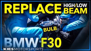 How to Change F30 BMW High and Low Beam Headlight Bulbs [upl. by Noillimaxam]