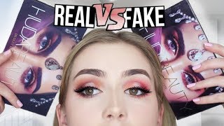 TESTING REAL VS FAKE Huda Beauty Desert Dusk Palette [upl. by Rosanne]