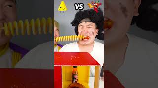 Spicy Sauce vs Cheese sauce Emoji food Challenge  French fries Mukbang Funny Video shorts [upl. by Phene908]