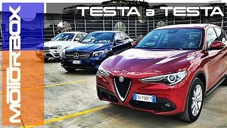 Alfa Stelvio vs Mercedes GLC Coupé vs BMW X4  Tutti contro il Biscione [upl. by Adel]