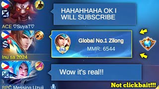 THEY LAUGHED AT MY TOP 1 GLOBAL ZILONG🤣 MY PRIME IS NOT YET OVER [upl. by Natsreik]