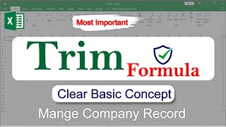 Trim Formula in Excel  Mange Company Record [upl. by Lynn]