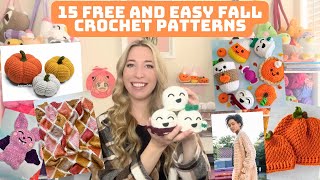 15 Free and Easy Fall Crochet Patterns for Beginners [upl. by Sadye]