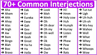 70 Common Interjections in English 📚  Parts of speech [upl. by Dulla]