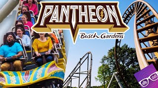 180 Feet TALL Pantheon Roller Coaster Front Seat POV at Busch Gardens Williamsburg [upl. by Enram]